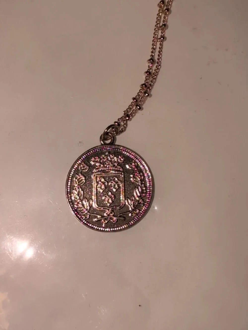 Gold-Tone Double Layer Coin Pendant Necklace - Women Jewelry